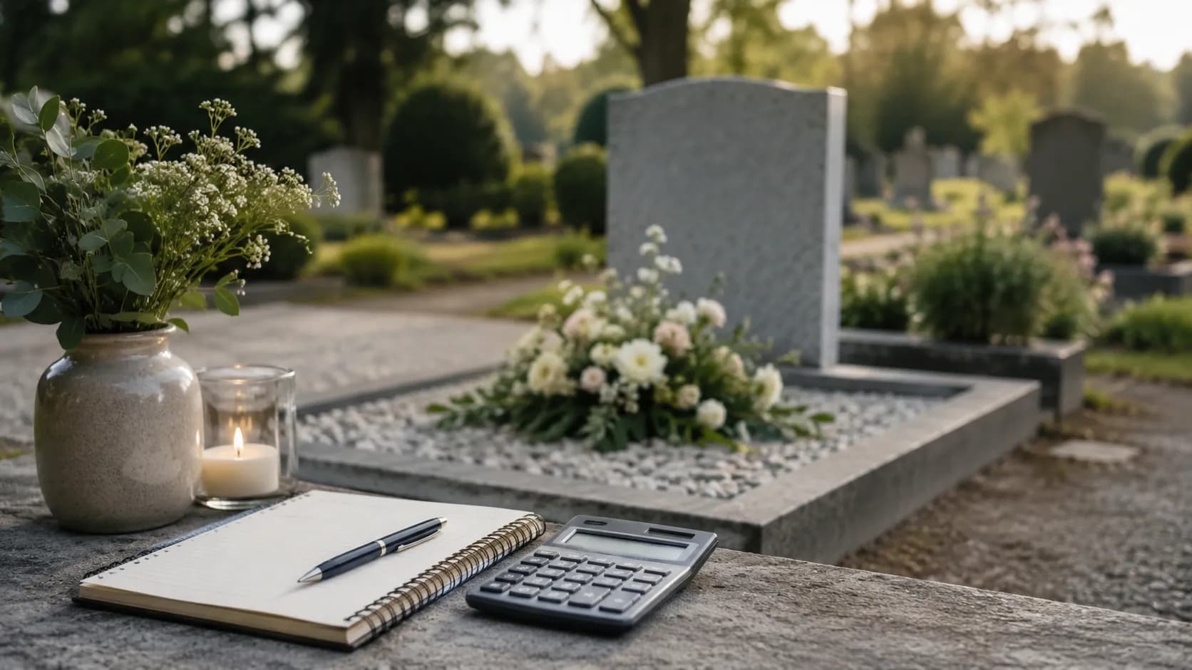 Begraafplaats met notitieblok