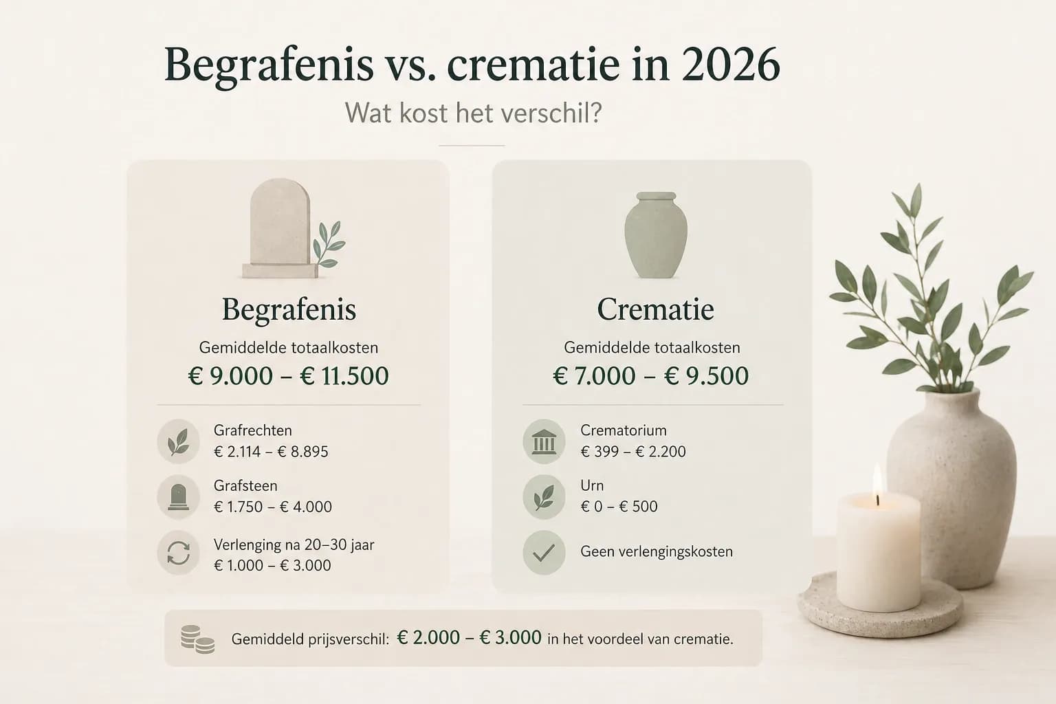 Begrafenis vs Crematie prijsverschil