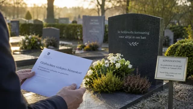 Een brief met aankondiging graf ruimen