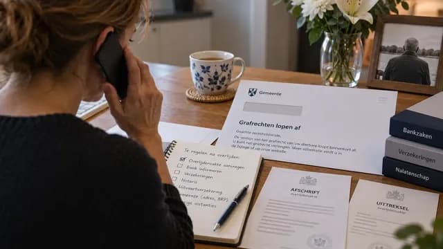 Aan het bellen om een overlijdensakte aan te vragen
